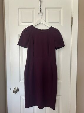 Calvin Klein Short-Sleeve Sheath Dress in Plum